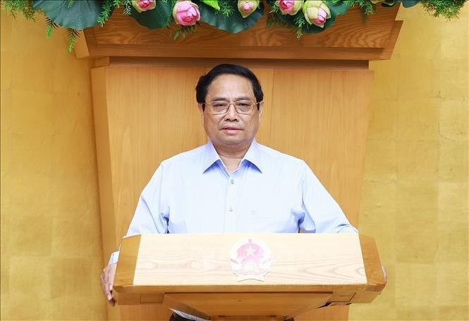 Thủ tướng Phạm Minh Chính chủ trì cuộc họp. Ảnh: Dương Giang/TTXVN