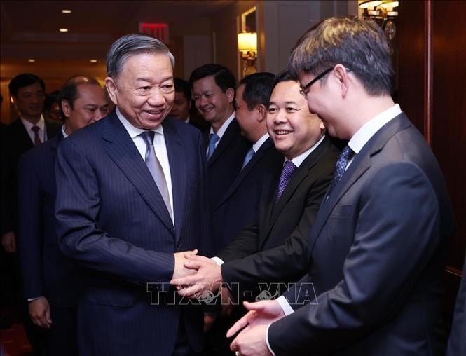 Tổng Bí thư, Chủ tịch nước Tô Lâm dự Tọa đàm Tăng cường hợp tác Việt Nam - Hoa Kỳ trong phát triển ngành công nghiệp bán dẫn và trí tuệ nhân tạo. Ảnh: Lâm Khánh/TTXVN