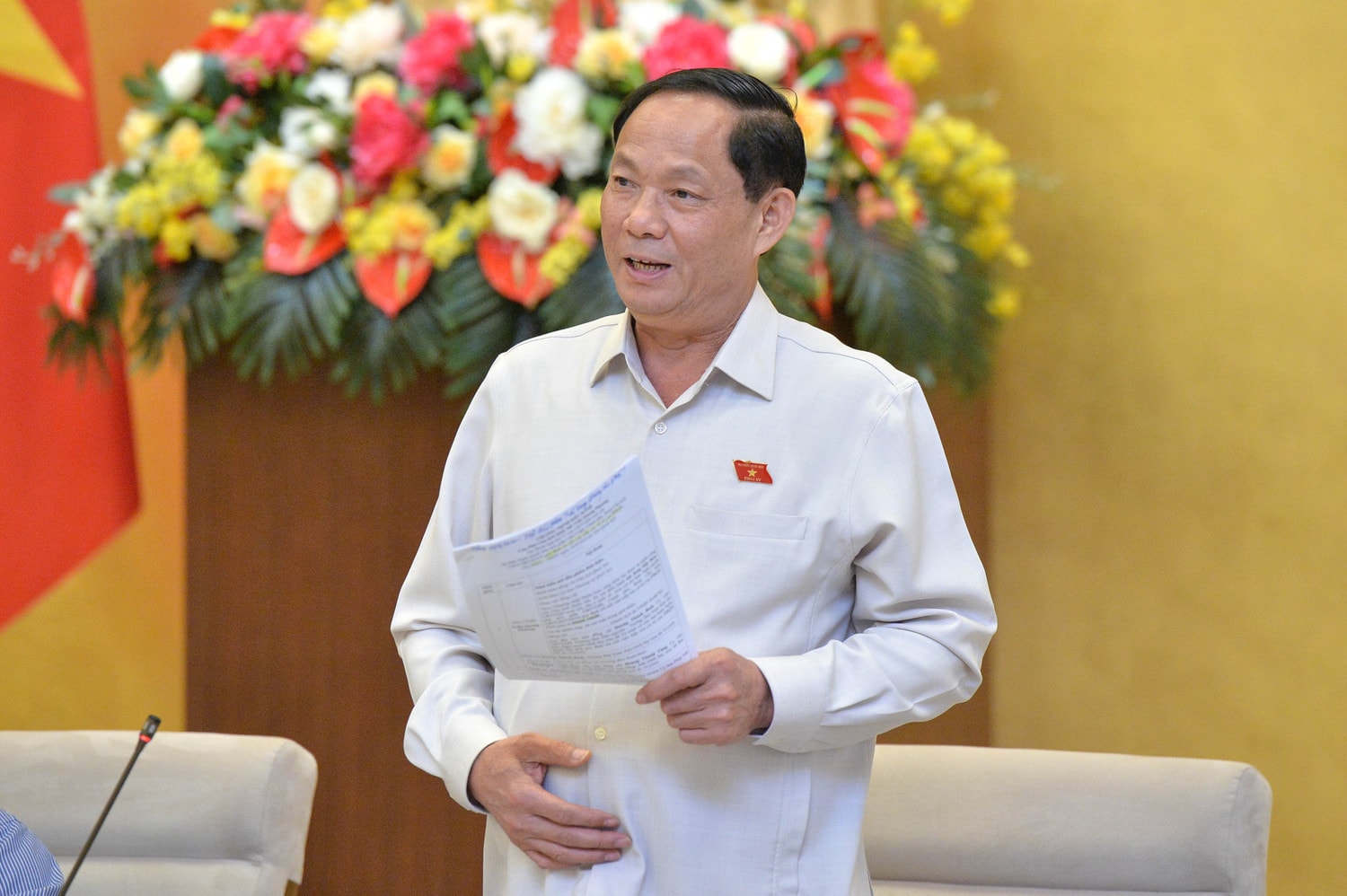 Phó Chủ tịch Quốc hội, Thượng tướng Trần Quang Phương phát biểu. Ảnh: Hồ Long