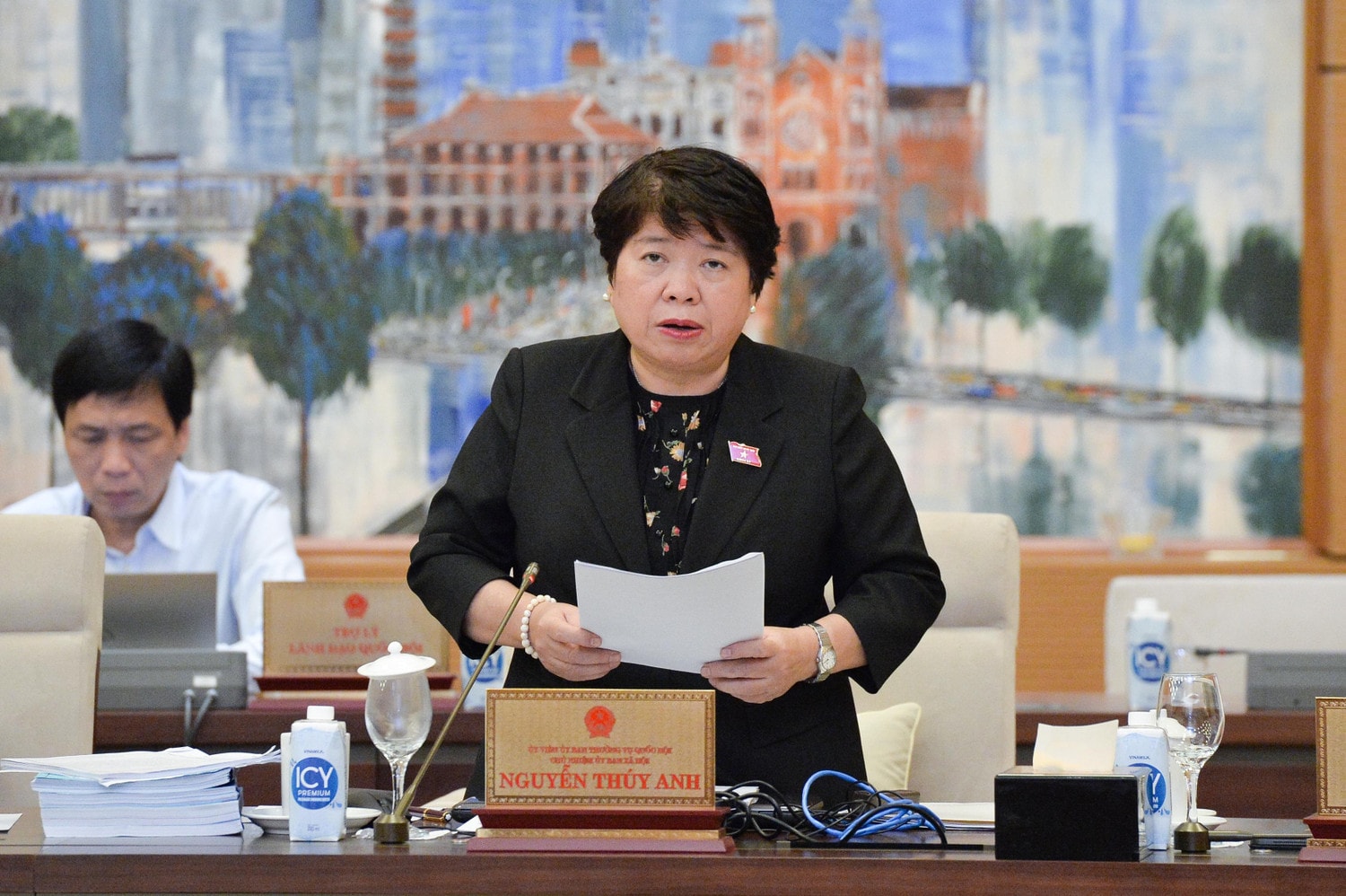Chủ nhiệm Ủy ban Xã hội Nguyễn Thúy Anh trình bày báo cáo thẩm tra.jpg