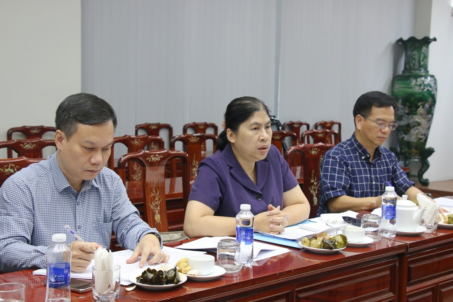 Phó Bí thư Thường trực Đảng ủy cơ quan Văn phòng Quốc hội Trịnh Giáng Hương phát biểu tại cuộc làm việc
