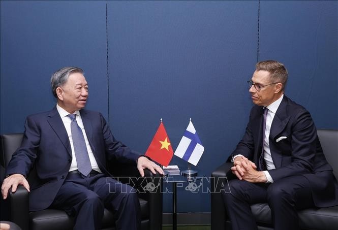 Tổng Bí thư, Chủ tịch nước Tô Lâm gặp Tổng thống Phần Lan Alexander Stubb. Ảnh: Lâm Khánh/TTXVN
