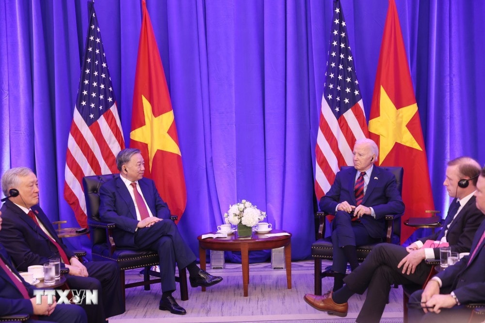 Tổng Bí thư, Chủ tịch nước Tô Lâm gặp Tổng thống Hoa Kỳ Joe Biden. Ảnh: Lâm Khánh/TTXVN