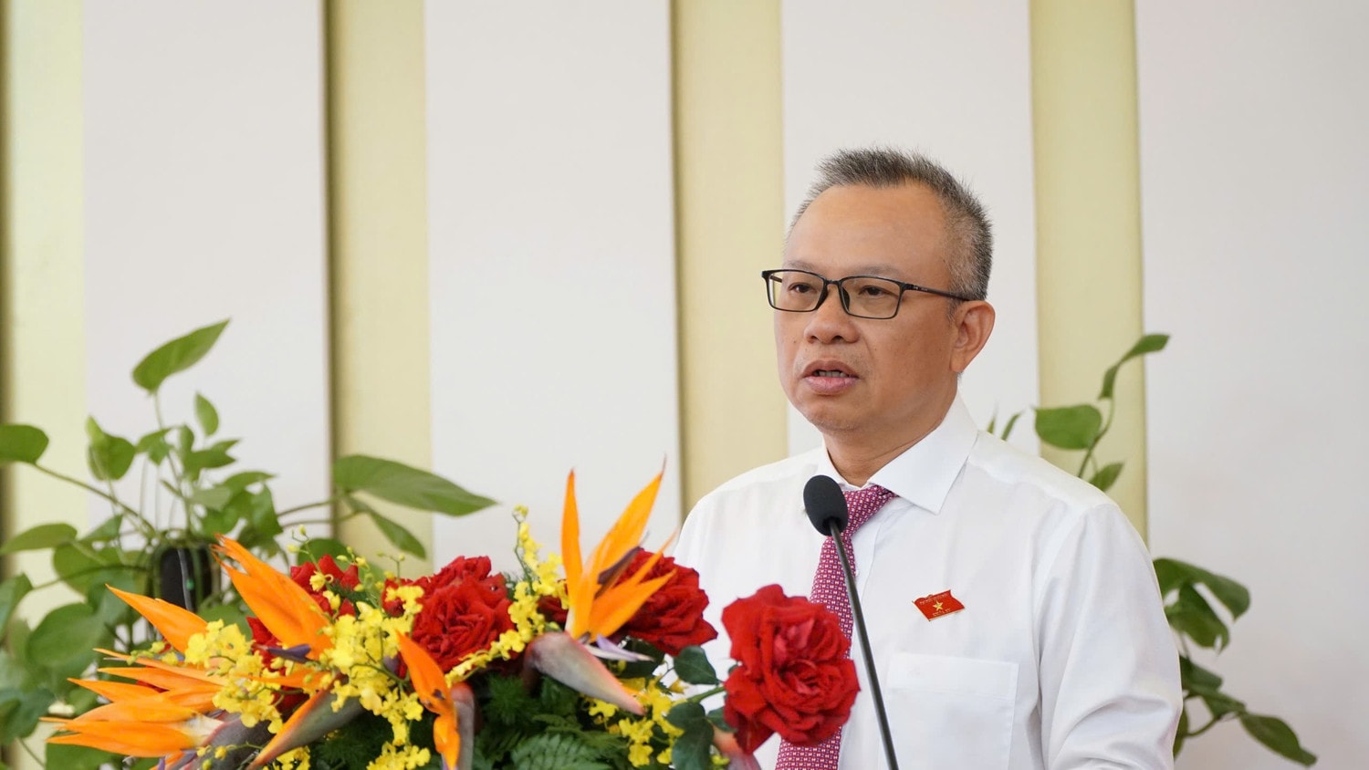 Phó Chủ nhiệm Ủy ban Đối ngoại Nguyễn Mạnh Tiến phát biểu tại hội nghị