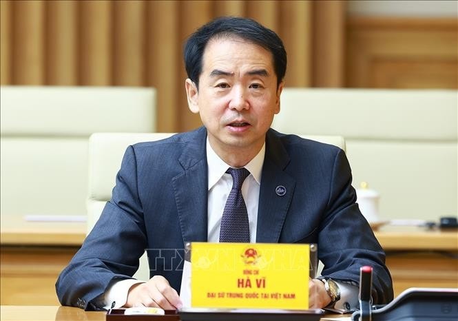 Đại sứ Trung Quốc tại Việt Nam Hà Vĩ phát biểu. Ảnh: Dương Giang/TTXVN