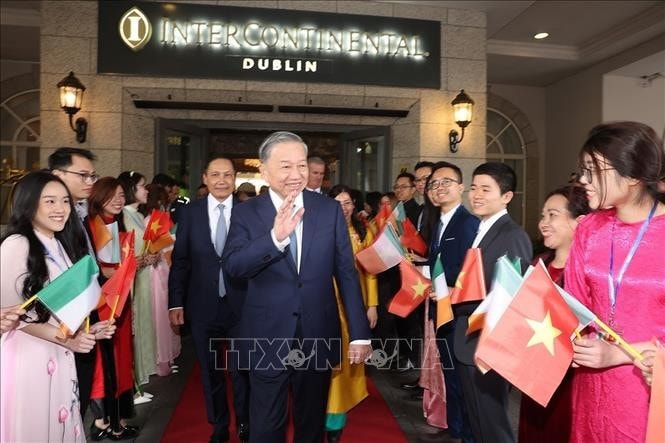 Lễ tiễn Tổng Bí thư, Chủ tịch nước Tô Lâm. Ảnh: Trí Dũng/TTXVN