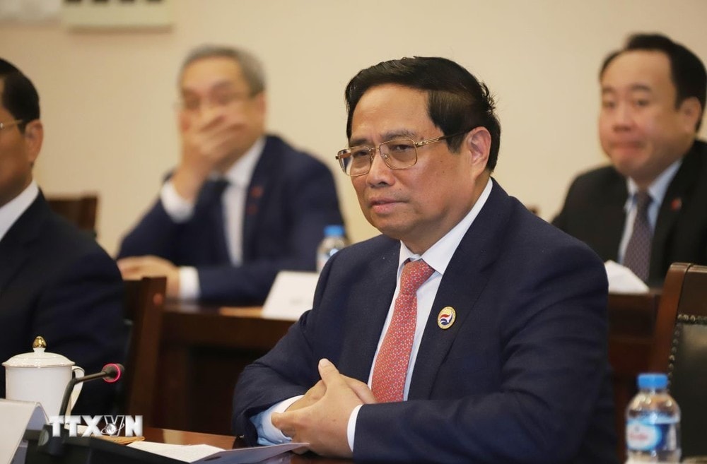 Thủ tướng Chính phủ Phạm Minh Chính phát biểu tại cuộc hội kiến. Ảnh: Xuân Tú/TTXVN