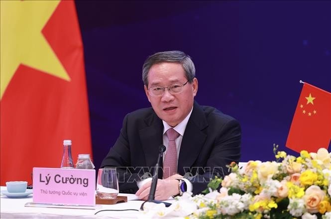 Thủ tướng Trung Quốc Lý Cường phát biểu tại Tọa đàm doanh nghiệp Việt Nam - Trung Quốc. Ảnh: Dương Giang/TTXVN