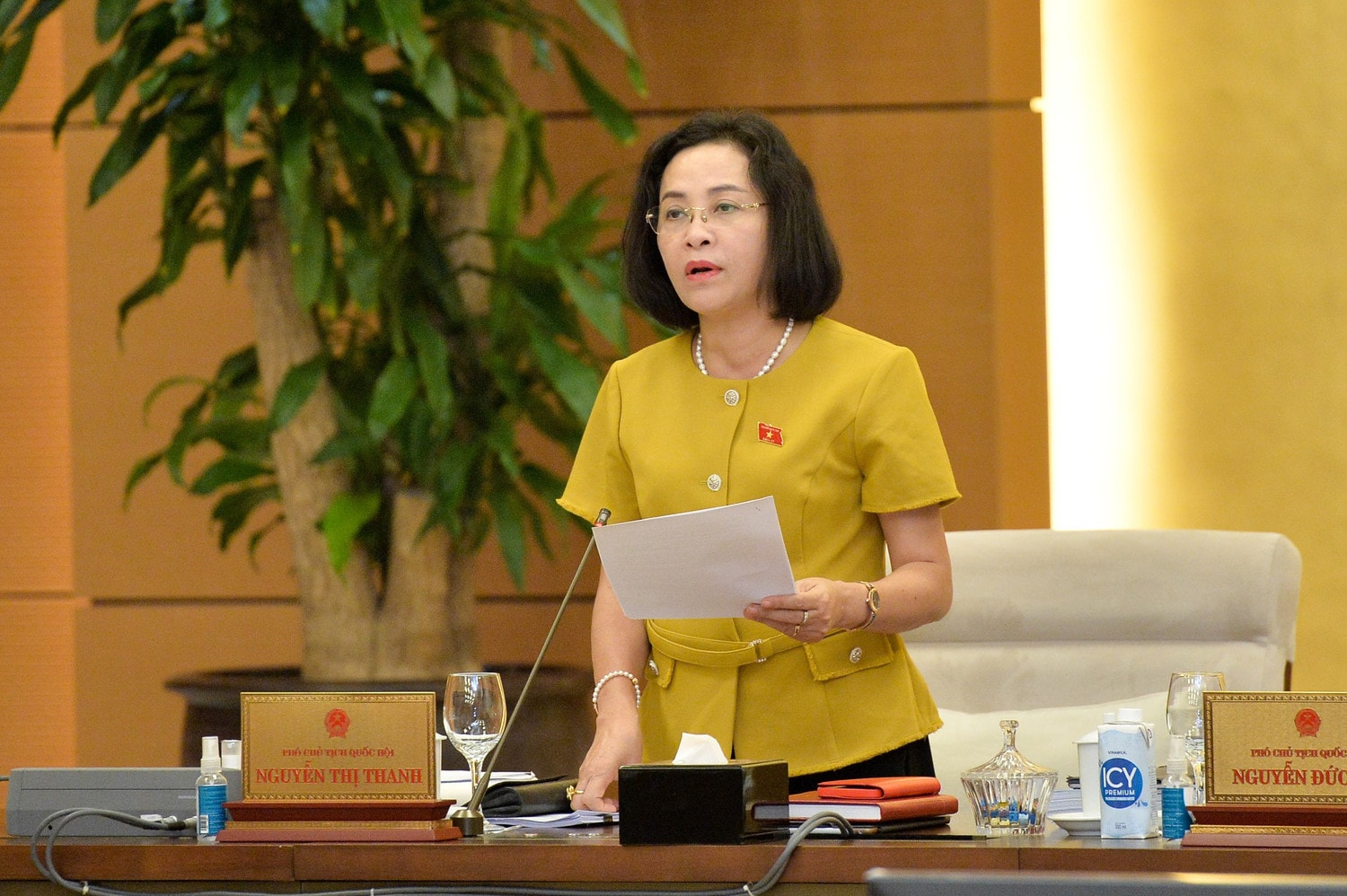 Phó Chủ tịch Quốc hội Nguyễn Thị Thanh phát biểu. Ảnh: Hồ Long