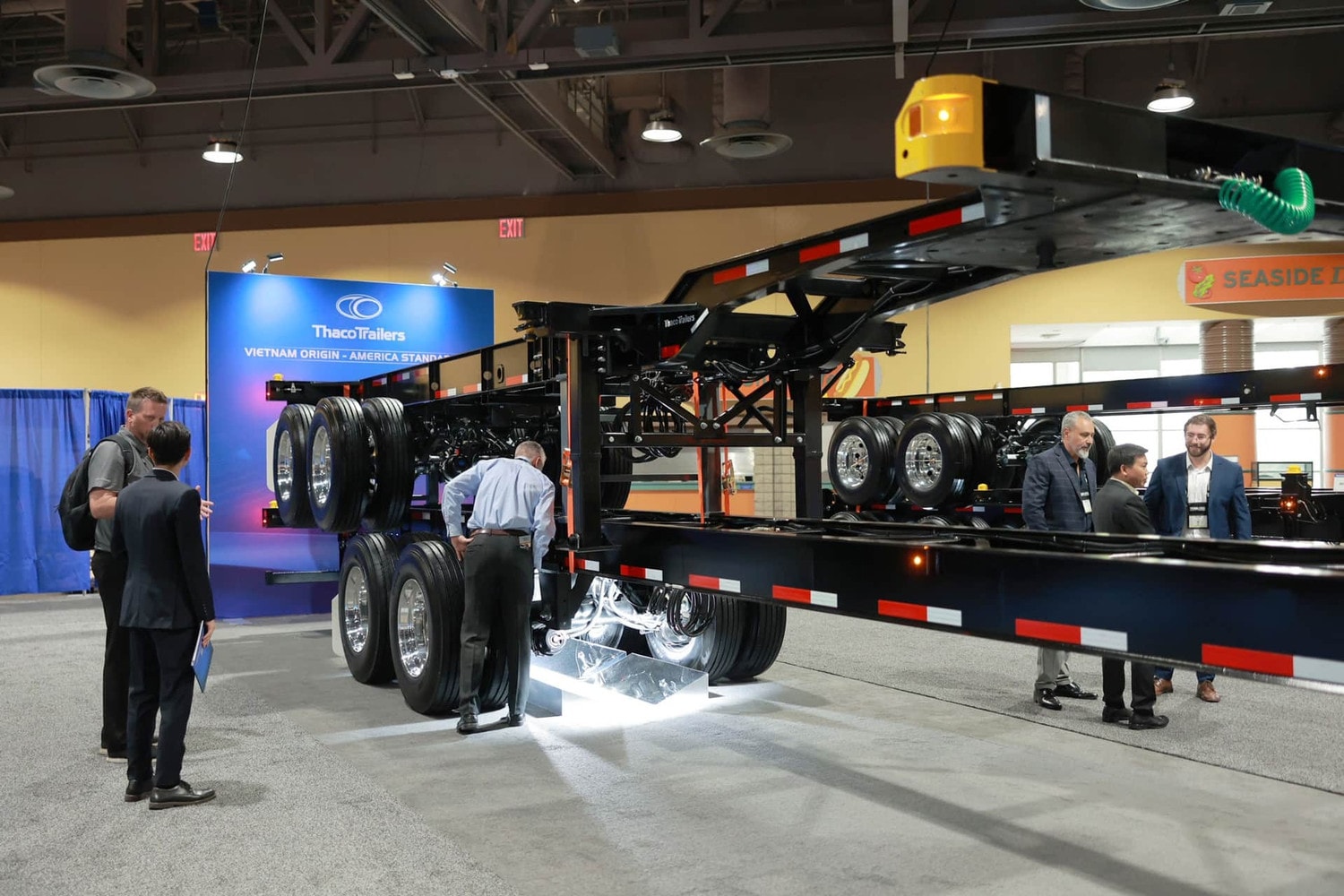 Thaco Trailers thu hút sự quan tâm của nhiều doanh nghiệp khi mang đến các sản phẩm sơ mi rơ moóc dành cho thị trường Bắc Mỹ. Ảnh: Trường Hải