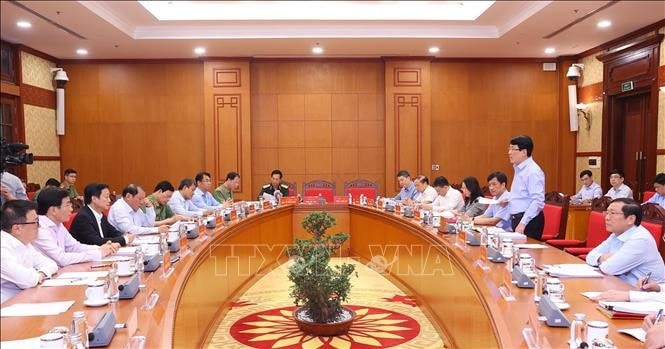 Thường trực Ban Bí thư Lương Cường phát biểu chỉ đạo. Ảnh: Văn Điệp/TTXVN