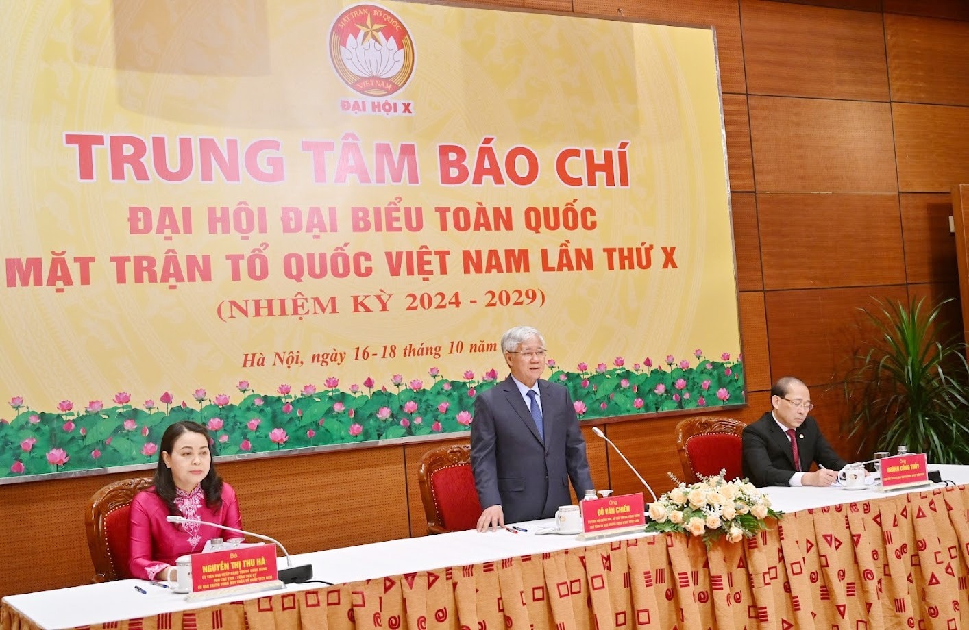 Ban Thường trực Ủy ban Trung ương MTTQ Việt Nam Khoá X tổ chức họp báo. Ảnh: Quang Khánh