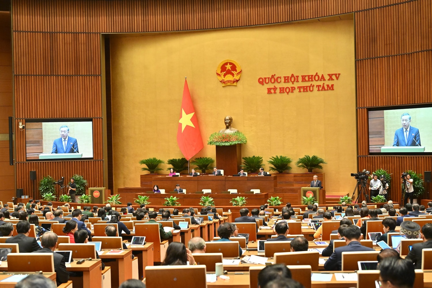 Tổng Bí thư, Chủ tịch Nước Tô Lâm phát biểu tại phiên khai mạc Kỳ họp thứ Tám, Quốc hội Khóa XV. Ảnh Quang Khánh