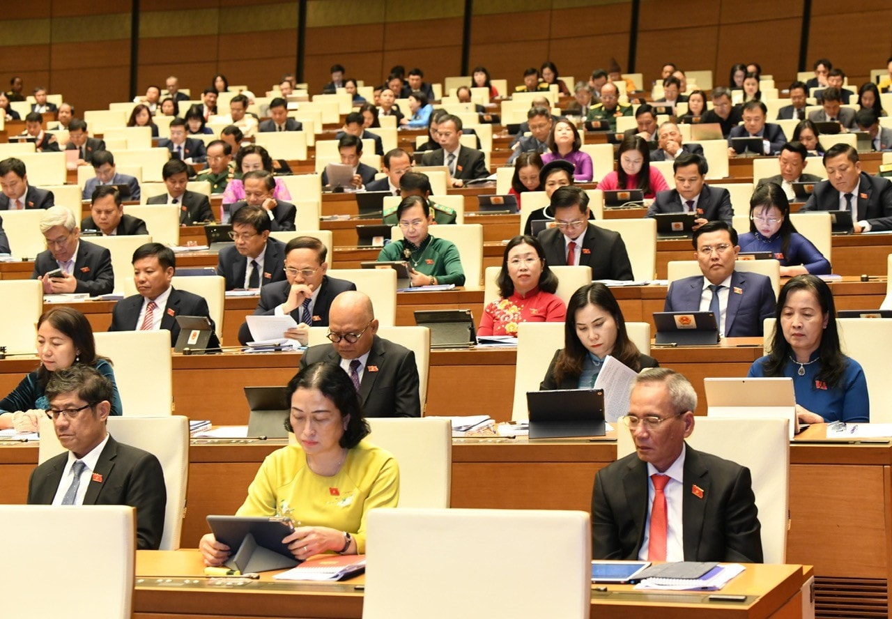 Các đại biểu tham dự phiên khai mạc Kỳ họp thứ Tám, Quốc hội Khóa XV : Ảnh: Lâm Hiển