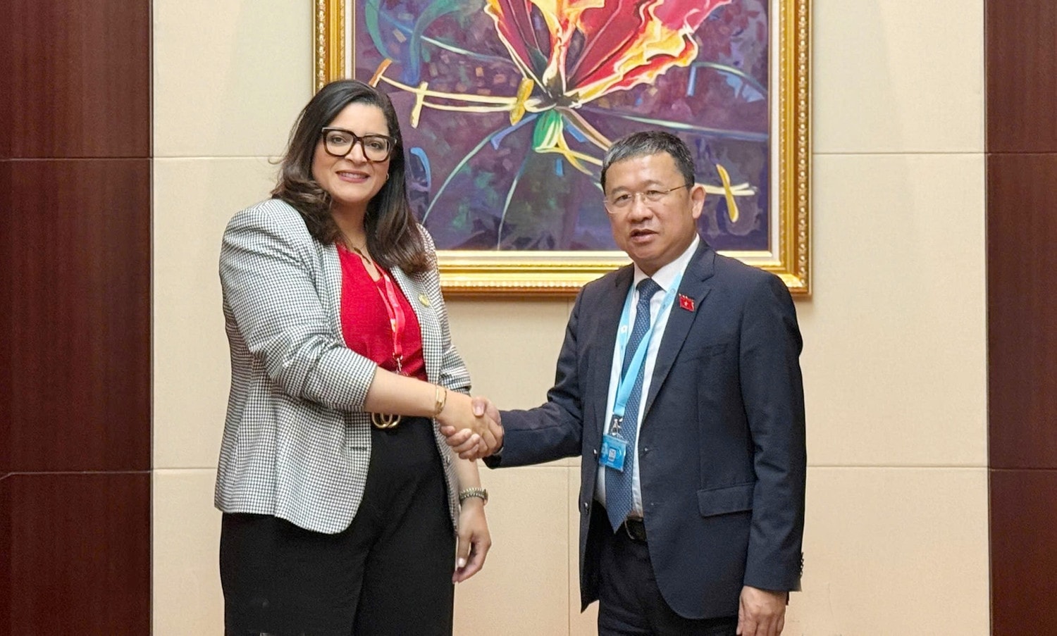 Chủ nhiệm Ủy ban Đối ngoại Vũ Hải Hà với Chủ nhiệm Ủy ban Đối ngoại, Quốc phòng, Hồi giáo, Di cư và Người Morocco ở nước ngoài của Hạ viện Marocco