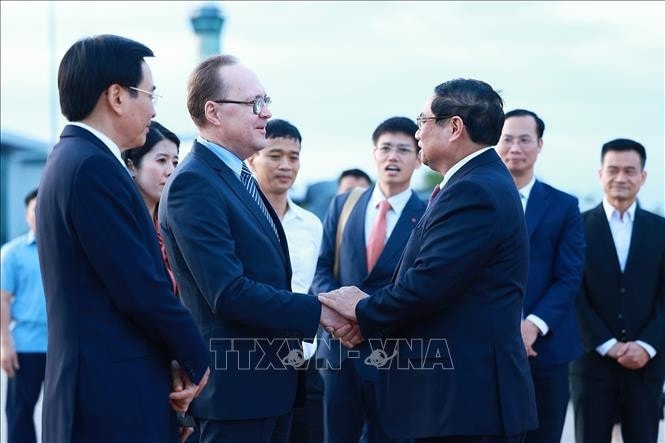 Lễ tiễn Thủ tướng Phạm Minh Chính tại Sân bay quốc tế Nội Bài. Ảnh: Dương Giang/TTXVN