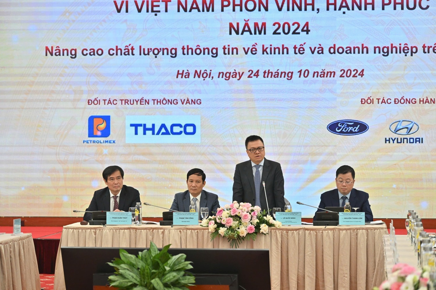 Tổng Biên tập Báo Nhân Dân, Phó Trưởng ban Tuyên giáo Trung ương, Chủ tịch Hội Nhà báo Việt Nam Lê Quốc Minh phát biểu