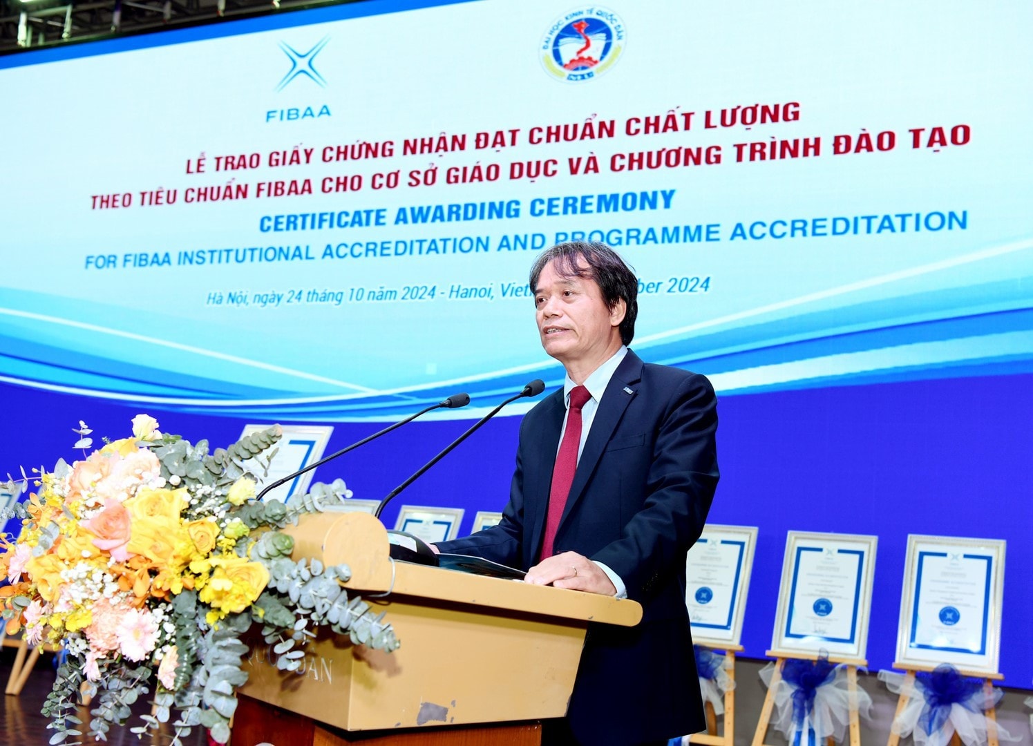 Hiệu trưởng Trường Đại học Kinh tế Quốc dân, GS.TS Phạm Hồng Chương phát biểu tại sự kiện
