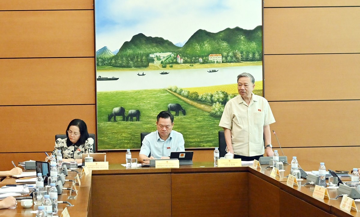 Tổng Bí thư Tô Lâm phát biểu tại phiên thảo luận tổ 12. Ảnh: Quang Khánh