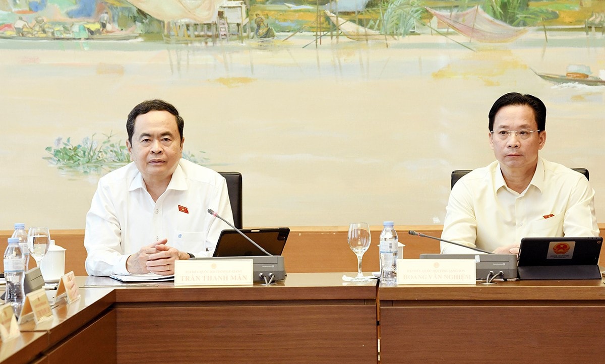 Chủ tịch Quốc hội Trần Thanh Mẫn phát biểu tại phiên thảo luận tổ. Ảnh: Lâm Hiển