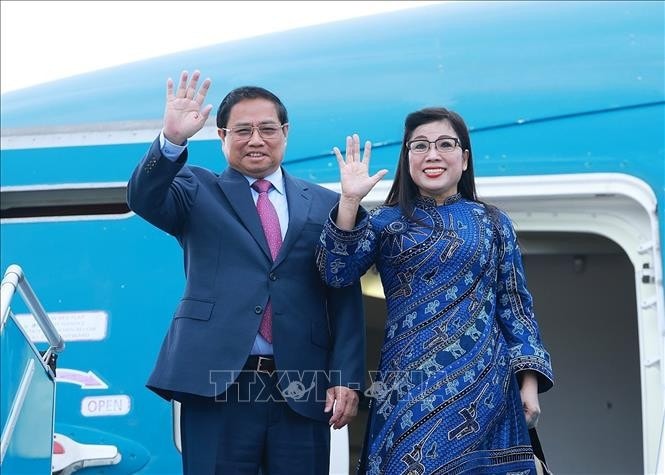 Thủ tướng Phạm Minh Chính và Phu nhân sang thăm chính thức UAE, Nhà nước Qatar và tham dự Hội nghị Sáng kiến đầu tư tương lai lần thứ 8 tại Vương quốc Saudi Arabia. Ảnh: Dương Giang/TTXVN