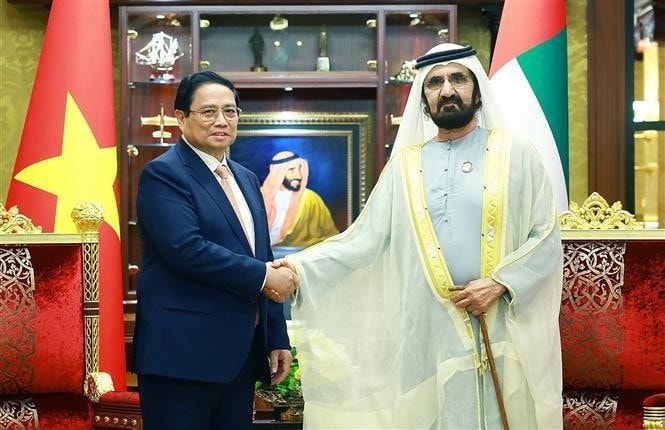 Prime Minister Pham Minh Chinh (left) and UAE Vice President and Prime Minister Sheikh Mohammed bin Rashid Al Maktoum. (Photo: VNA) Prime Minister Pham Minh Chinh (left) and UAE Vice President and Prime Minister Sheikh Mohammed bin Rashid Al Maktoum. (Photo: VNA)