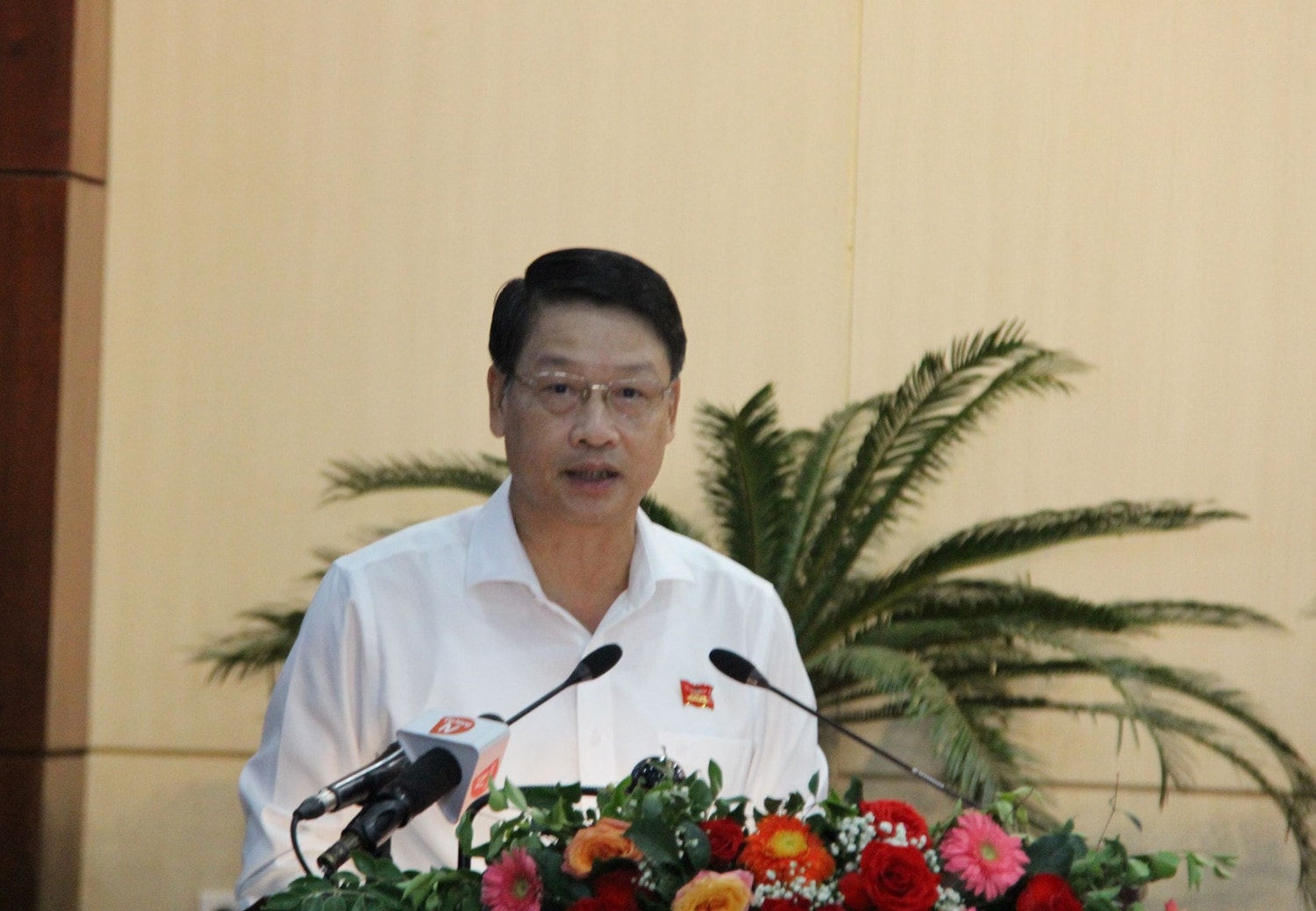 Chủ tịch HĐND thành phố Ngô Xuân Thắng phát biểu khai mạc chương trình. Ảnh: Tấn Tài