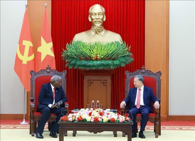Tổng Bí thư Tô Lâm tiếp Chủ tịch Quốc hội Cuba Esteban Lazo Hérnandez. Ảnh: Thống Nhất/TTXVN