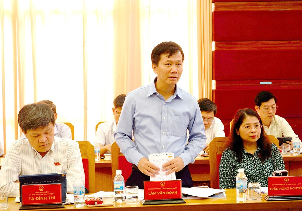 Phó Chủ nhiệm Ủy ban Xã hội Lâm Văn Đoan phát biểu tại cuộc làm việc