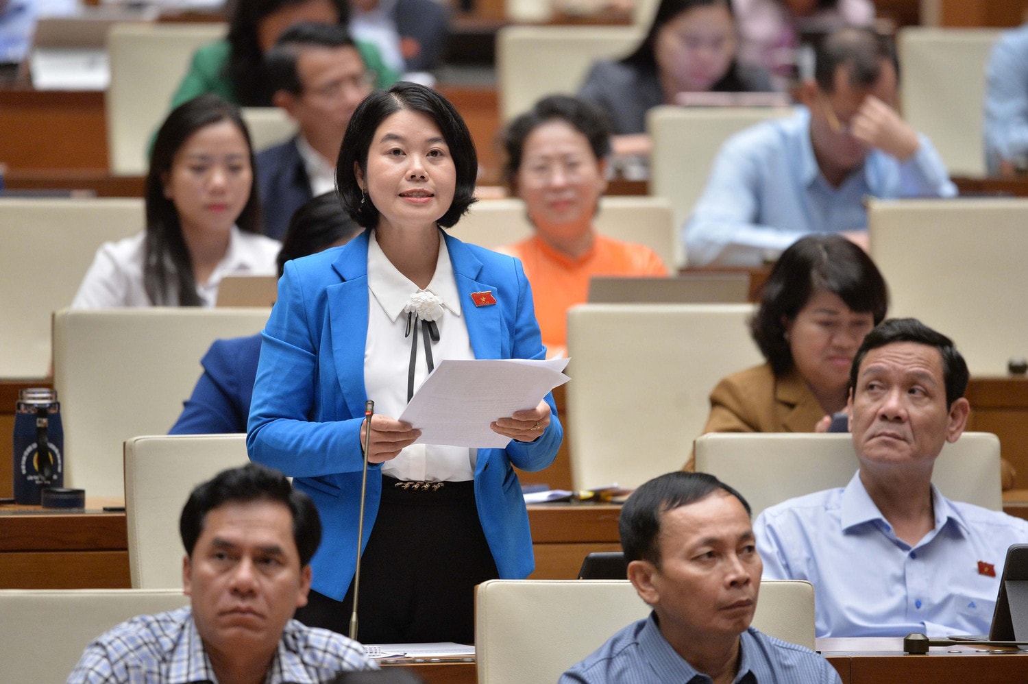 ĐBQH Nguyễn Thị Huế (Bắc Kạn) phát biểu. Ảnh: Hồ Long