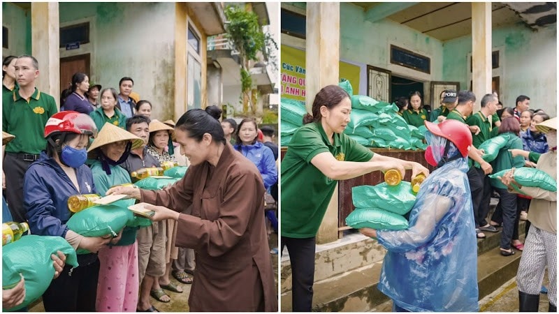 Những phần quà được trao tận tay bà con Nhân dân tại thôn Tân Lệ, xã An Thủy