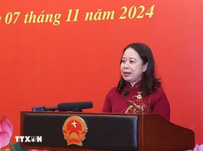 Phó Chủ tịch nước Võ Thị Ánh Xuân phát biểu. Ảnh: Lâm Khánh/TTXVN