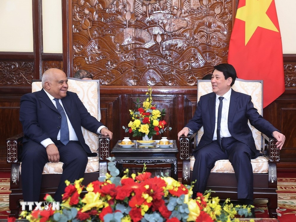 Chủ tịch nước Lương Cường tiếp Đại sứ Cuba tại Việt Nam Orlando Nicolás Hernández Guillén. Ảnh: Lâm Khánh/TTXVN