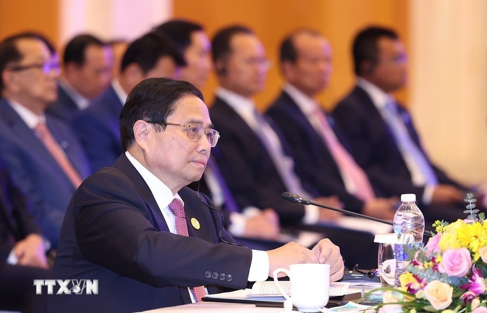 Thủ tướng Phạm Minh Chính phát biểu tại Hội nghị ACMECS lần thứ 10. Ảnh: Dương Giang/TTXVN