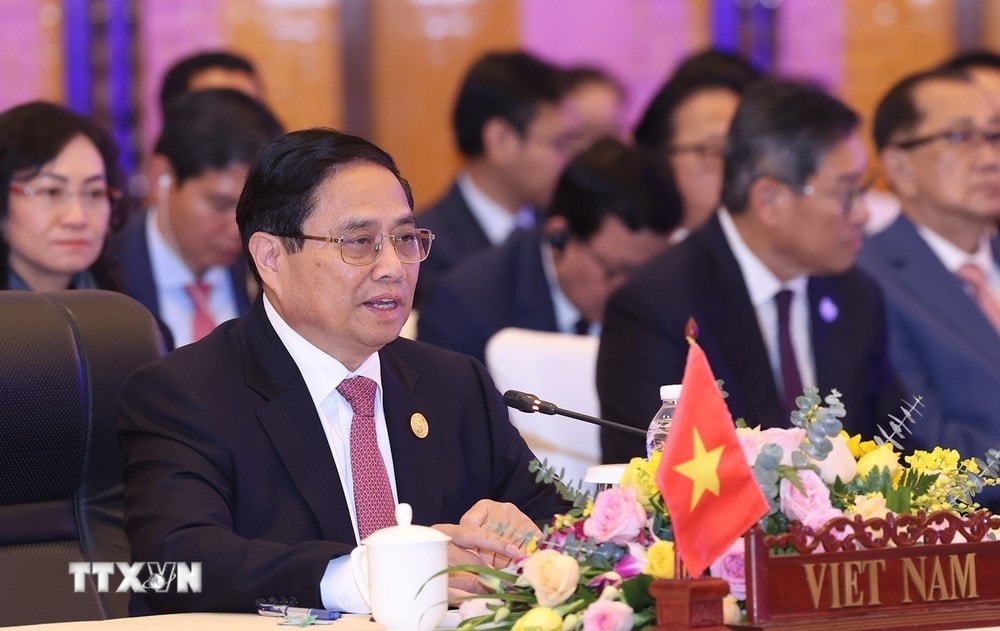 Thủ tướng Phạm Minh Chính phát biểu tại Hội nghị ACMECS lần thứ 10. Ảnh: Dương Giang/TTXVN