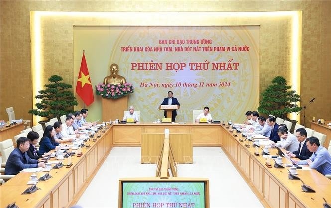Phiên họp thứ nhất Ban Chỉ đạo Trung ương triển khai xoá nhà tạm, nhà dột nát trên phạm vi cả nước. Ảnh: Dương Giang/TTXVN