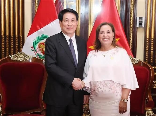 State President Luong Cuong (L) and President Dina Ercilia Boluarte Zegarr. (Photo: VNA) State President Luong Cuong (L) and President Dina Ercilia Boluarte Zegarr. (Photo: VNA)