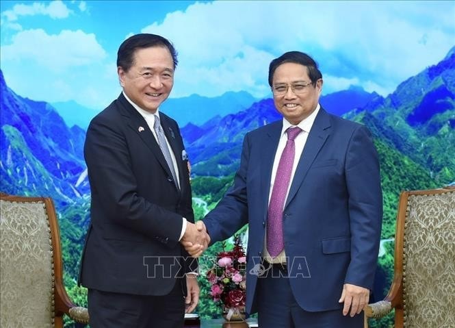 Thủ tướng Phạm Minh Chính tiếp ông Kuroiwa Yuji, Thống đốc tỉnh Kanagawa, Nhật Bản. Ảnh: Dương Giang/TTXVN