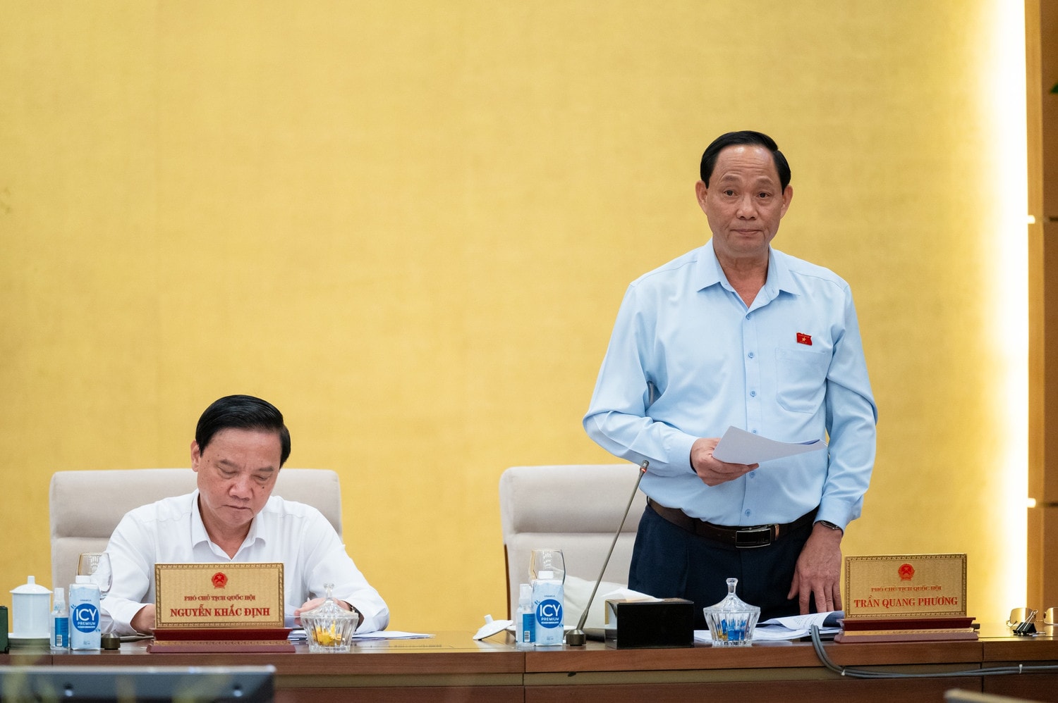 Phó Chủ tịch Quốc hội, Thượng tướng Trần Quang Phương phát biểu. Ảnh: Hồ Long