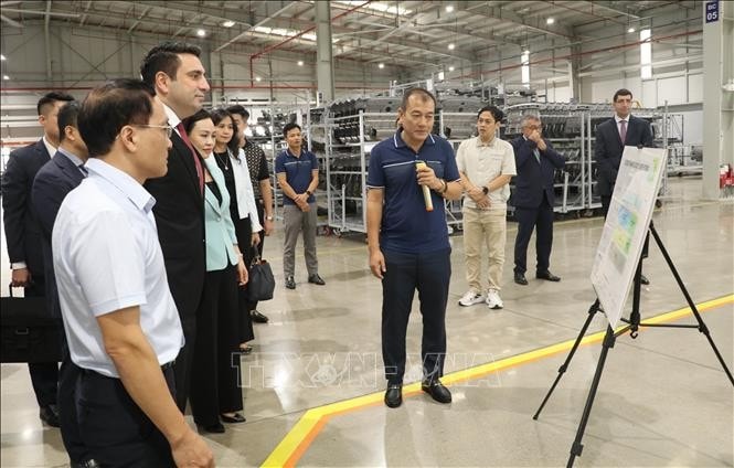 Đoàn đại biểu cấp cao Quốc hội nước Cộng hòa Armenia thăm Nhà máy sản xuất và lắp ráp ô tô Hyundai Thành Công, tỉnh Ninh Bình. Ảnh: Hải Yến/TTXVN