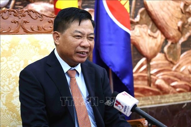 Đại sứ Việt Nam tại Campuchia Nguyễn Huy Tăng trả lời phỏng vấn của TTXVN. Ảnh: Hoàng Minh/TTXVN