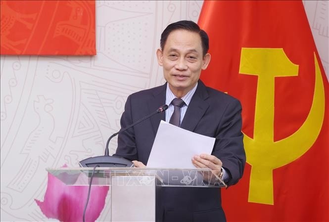 Bí thư Trung ương Đảng, Trưởng ban Đối ngoại Trung ương Lê Hoài Trung phát biểu. Ảnh: Phạm Kiên/TTXVN