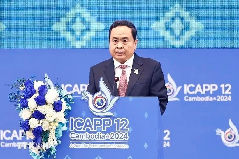 National Assembly (NA) Chairman Tran Thanh Man delivers a keynote speech at ICAPP12 in Cambodia. (Photo: VNA) National Assembly (NA) Chairman Tran Thanh Man delivers a keynote speech at ICAPP12 in Cambodia. (Photo: VNA)