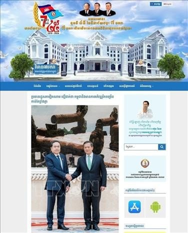 Trang chủ của Đảng Nhân dân Campuchia (CPP) ngày 23.11.2024 đăng bài viết với tiêu đề “Chủ tịch Quốc hội Việt Nam tin tưởng Campuchia sẽ phát triển mạnh mẽ” (ảnh chụp màn hình), trong đó đưa nội dung về cuộc hội kiến giữa Chủ tịch Quốc hội Trần Thanh Mẫn và Thủ tướng Campuchia Samdech Thipadei Hun Manet. Ảnh: TTXVN phát