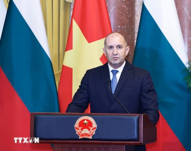 Tổng thống Bulgaria Rumen Radev phát biểu. Ảnh: Lâm Khánh/TTXVN