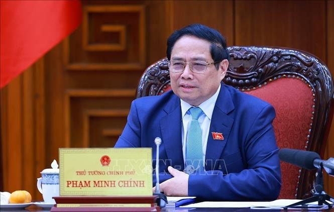 Thủ tướng Phạm Minh Chính chủ trì Phiên họp thứ nhất Ban Chỉ đạo tổng kết thực hiện Nghị quyết số 18-NQ/TW về đổi mới, sắp xếp tổ chức bộ máy. Ảnh: Dương Giang/TTXVN