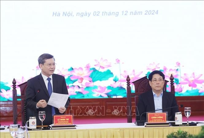 Bí thư Trung ương Đảng, Chánh án Toà án Nhân dân tối cao Lê Minh Trí phát biểu. Ảnh: Lâm Khánh/TTXVN