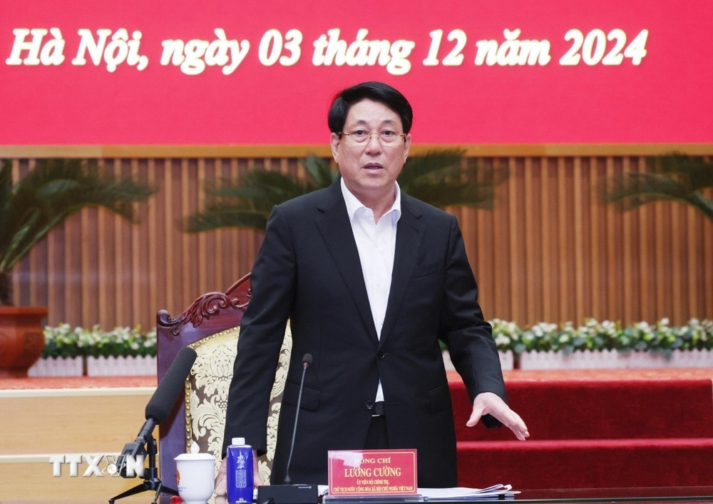 Chủ tịch nước Lương Cường phát biểu chỉ đạo. Ảnh: Lâm Khánh/TTXVN