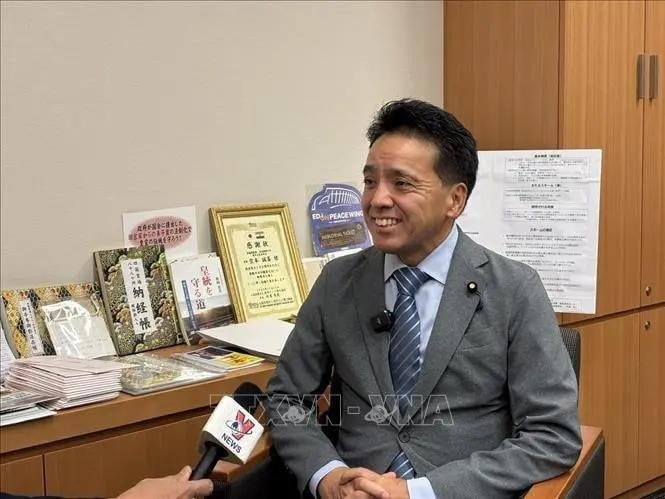 Member of the Japanese House of Representatives Soramoto Seiki in an interview granted to the Vietnam News Agency (Photo: VNA) Member of the Japanese House of Representatives Soramoto Seiki in an interview granted to the Vietnam News Agency (Photo: VNA)