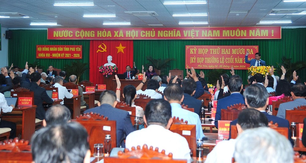 Các đại biểu biểu quyết thông qua chương trình kỳ họp. Ảnh: Anh Ngọc